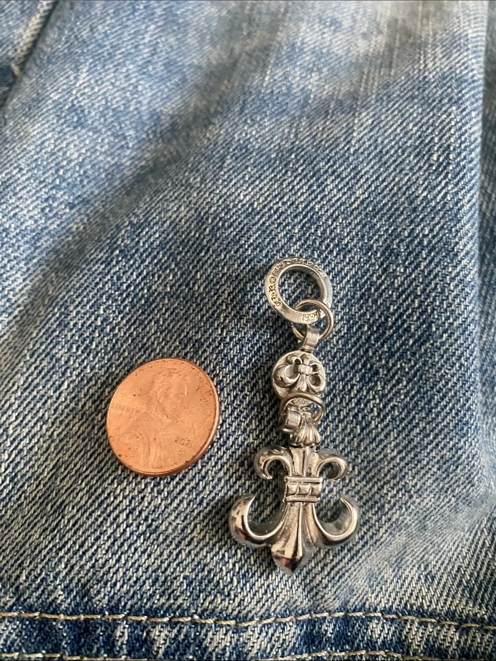 Sterling Silver chrome hearts Fleur-de-Lis Keychain Charm - Men’s Accessory